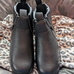 Black Leather Men's Steel Toe Boots